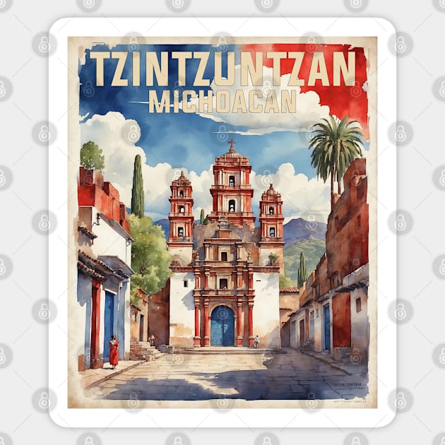 Tzintzuntzan Michoacan Mexico Vintage Tourism Travel Sticker by TravelersGems